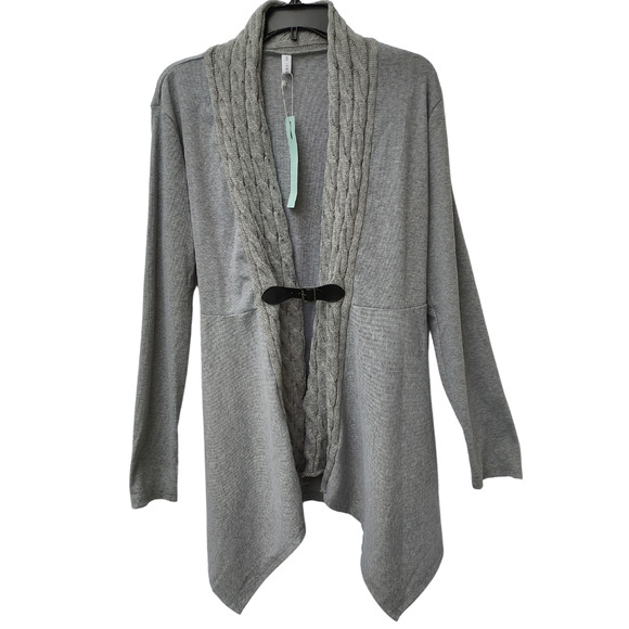 NWT Long Cardigan Cable Knit Hanky Hem XL Ribbed Sweater. - Picture 1 of 5